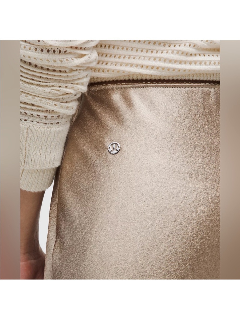 NWT Lululemon Beige Satin Midi Skirt- Size M - Picture 4 of 11